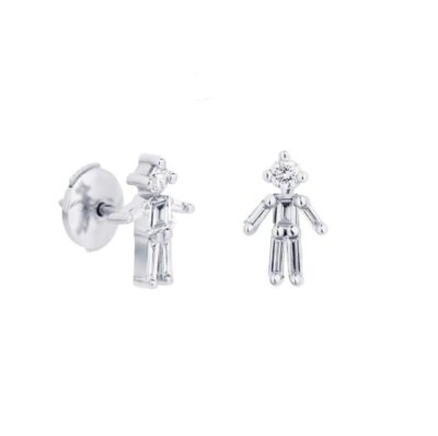 Single Boy White Gold Stud Earring