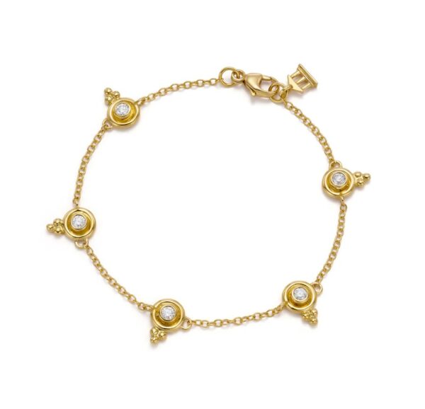 18K Five Diamond Temple Bracelet