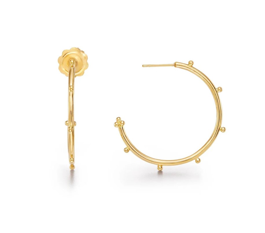 18K Medium Granulated Hoops