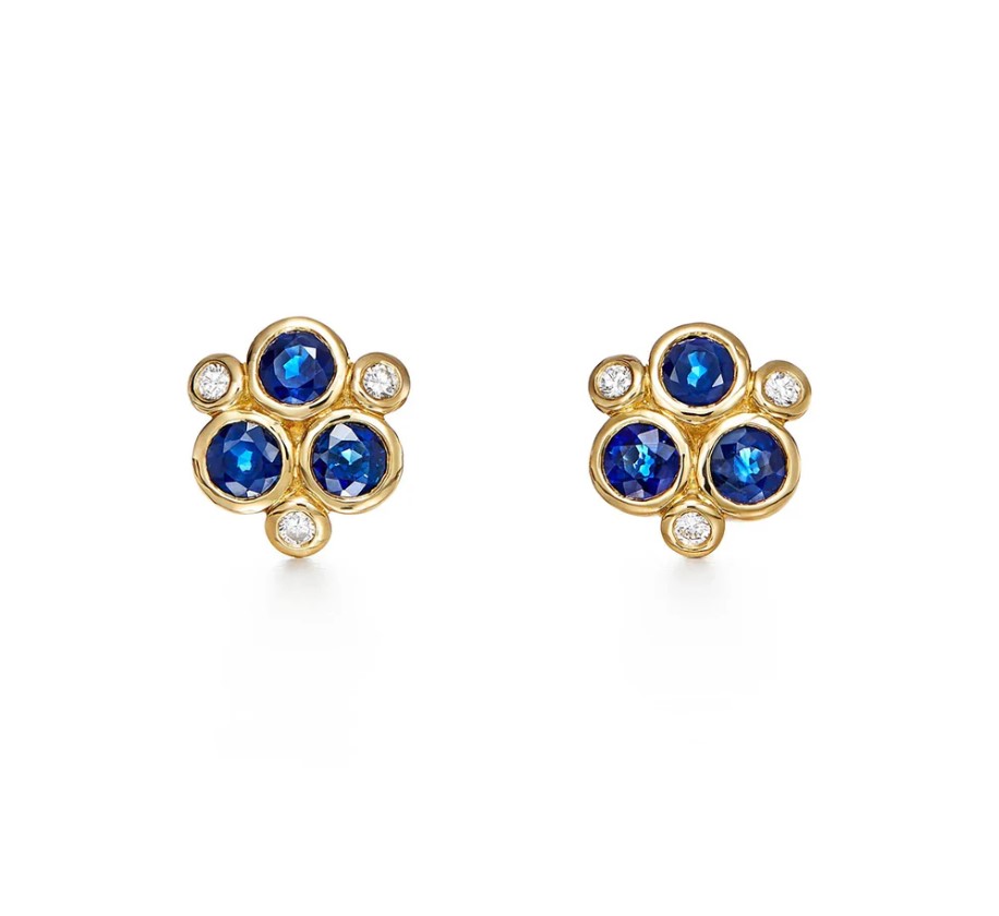 18K Blue Sapphire Trio Earrings