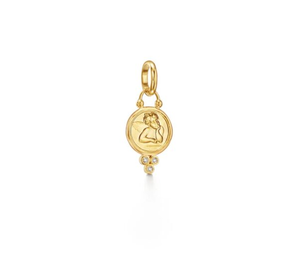18K Small Diamond Angel Pendant