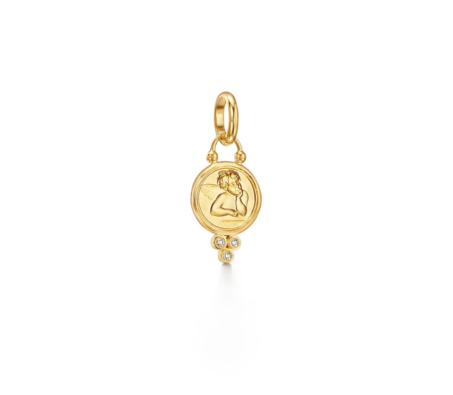 18K Small Diamond Angel Pendant