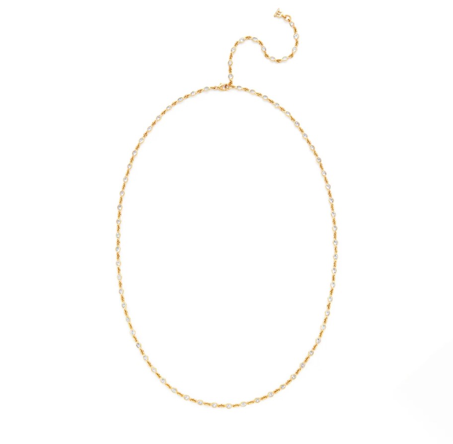 18K White Sapphire Chain 24'