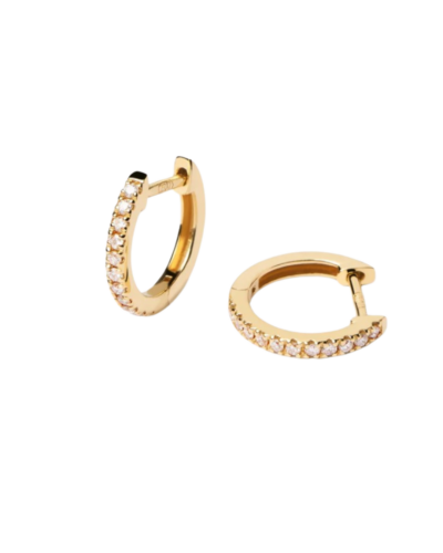Diamonds and Gold Eternity Mini Hoops