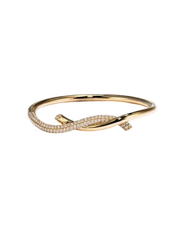 18YG HALF DIAMOND TIES BANGLE