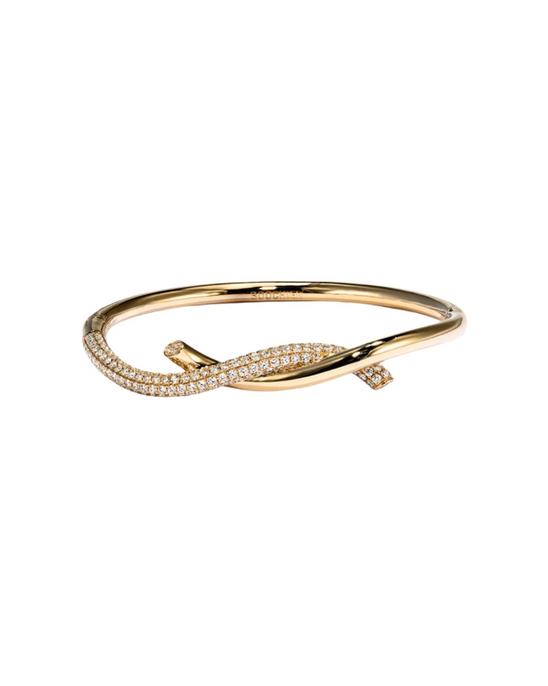 18YG HALF DIAMOND TIES BANGLE