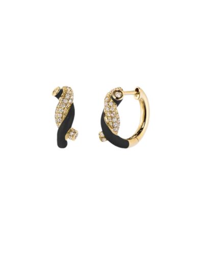 18 KYG BLACK SMALL FRUIT HOOPS EARRINGS