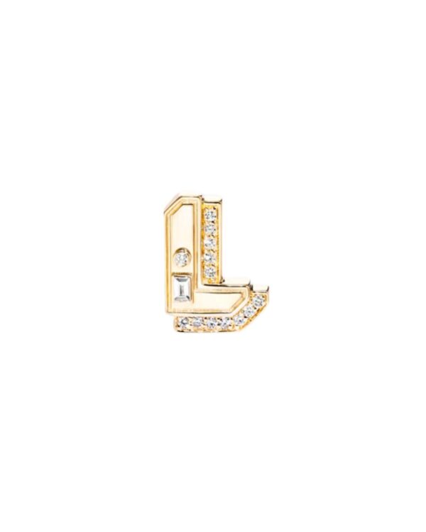 18YG  DIAMOND MINI LETTER MONO STUD