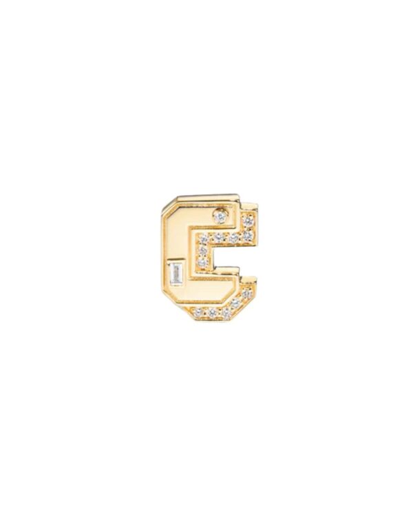 18YG DIAMOND MINI LETTER MONO STUD