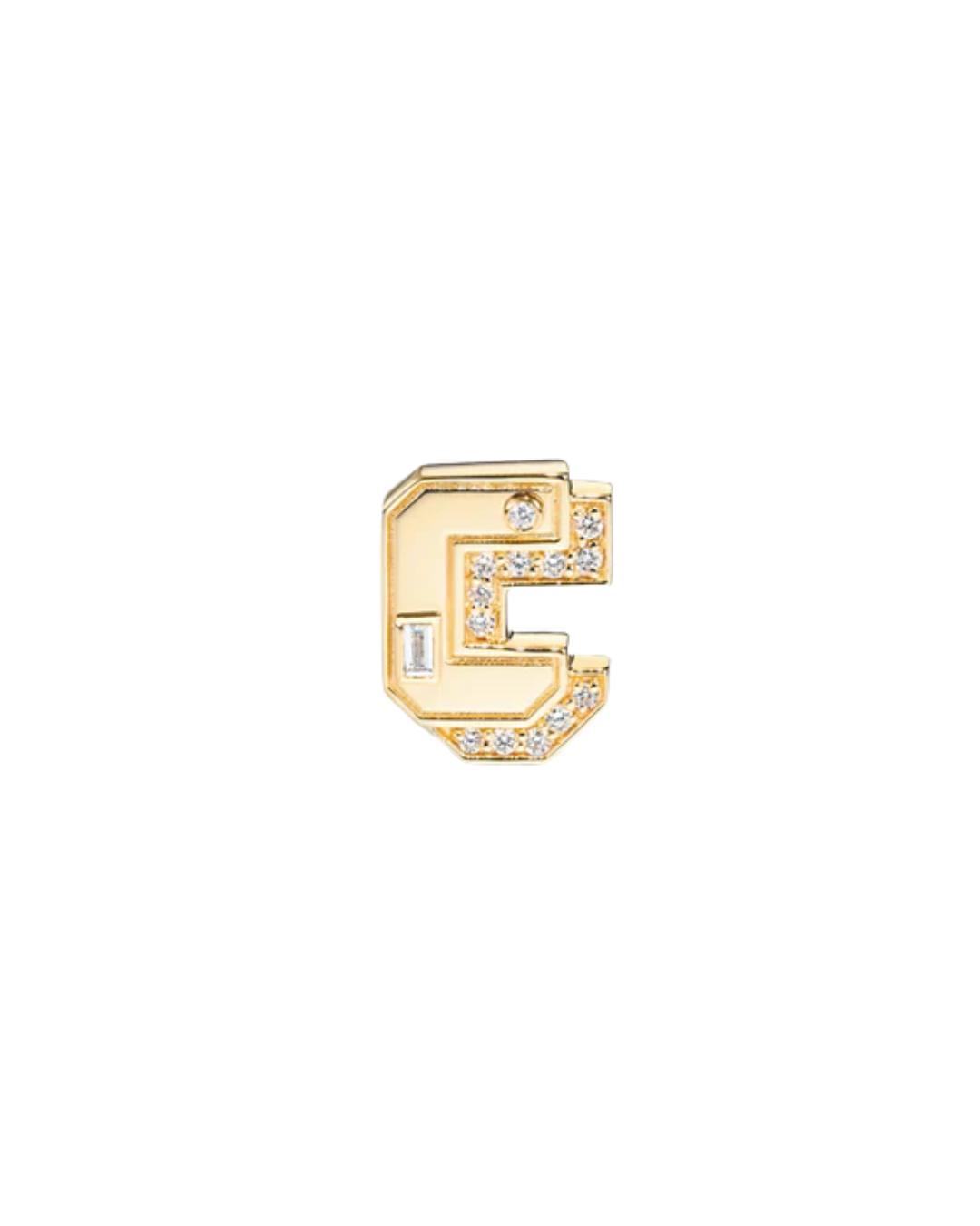18YG DIAMOND MINI LETTER MONO STUD