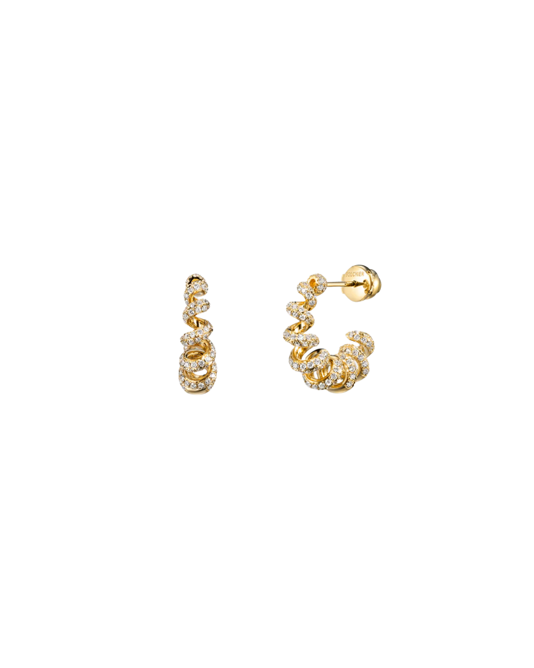 18KYG Diamond Slinkee Huggie Earrings