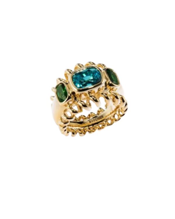 Jumbo Blue Zircon & Tsavorite Slinkee Icon Ring