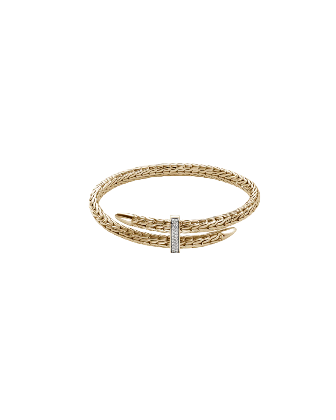 The John Hardy's 14KYG Spear 4mm Flex Cuff Bracelet with DiamondsSpear Flex Cuff, Gold, Diamonds, 4MM Size S