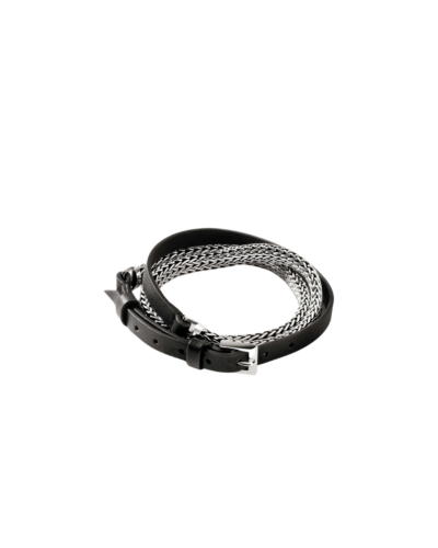 Icon Wrap, Sterling Silver, Leather Size M