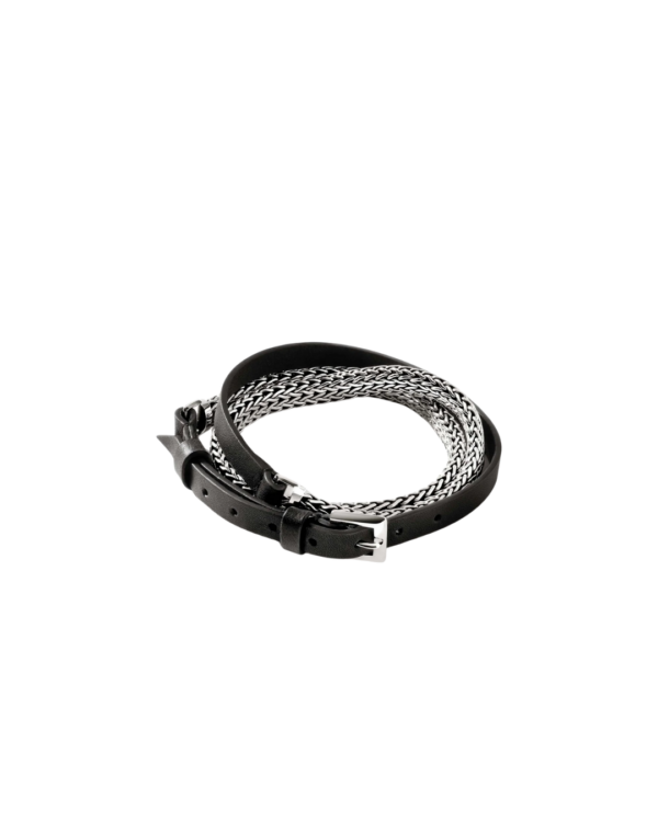 Icon Wrap, Sterling Silver, Leather Size M