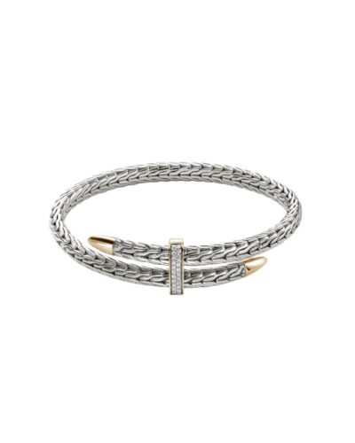 14K yellow gold and sterling silver bypass flex cuff bracelet
