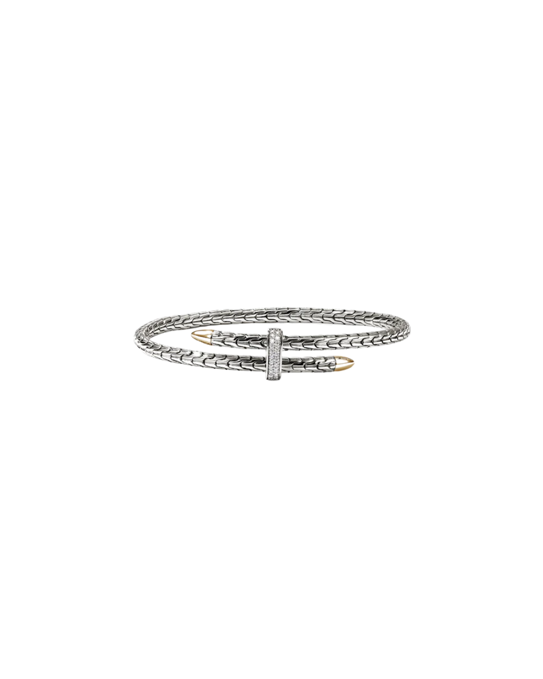 The John Hardy Spear flex cuffSpear Flex Cuff, Gold, Sterling Silver, Diamonds, 4MM Size M