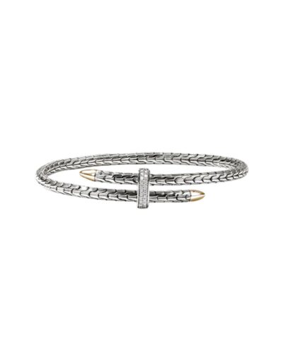 Spear Flex Cuff, Gold, Sterling Silver, Diamonds, 4MM Size L
