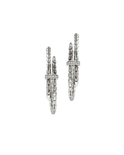SpearSpear Hoop Earring, Sterling Silver, Diamonds, 34MM