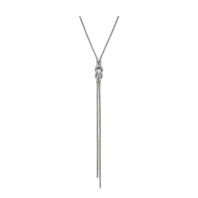 Love Knot Y Necklace, Sterling Silver, Diamonds