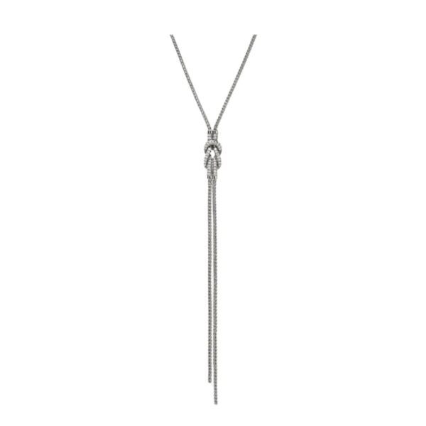 Love Knot Y Necklace, Sterling Silver, Diamonds