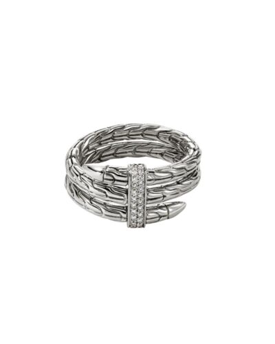 Spear Ring, Sterling Silver, Diamonds, Wide