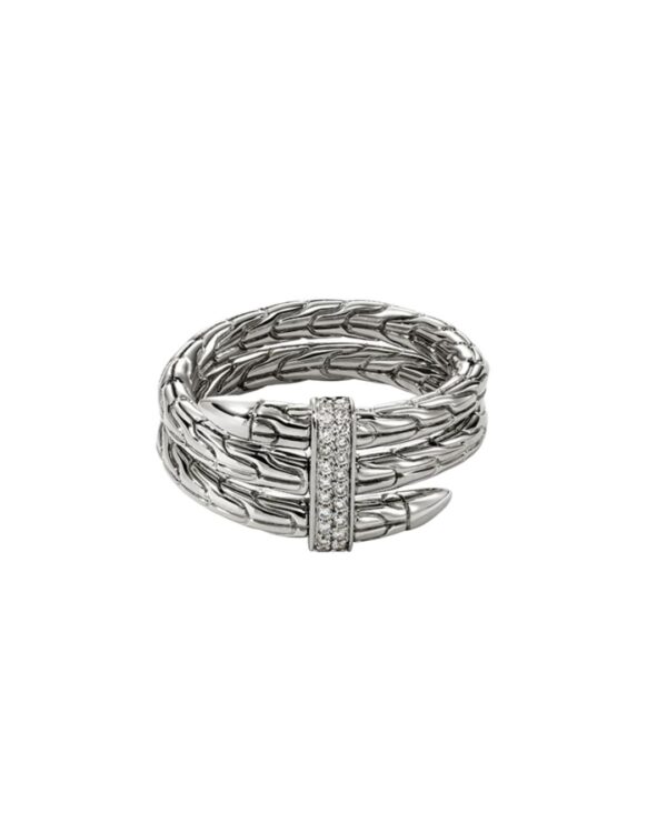 SpearSpear Ring, Sterling Silver, Diamonds, Wide