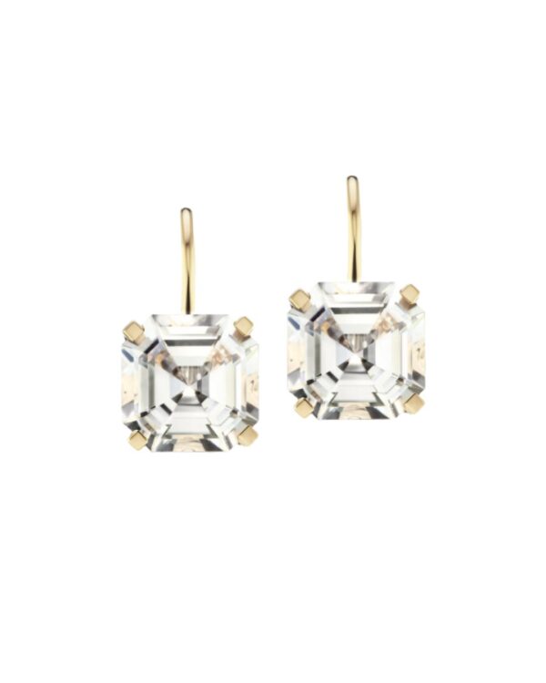 14KYG Extra-Large Octagonal Drop Earrings with 17.43ct of White Topaz
