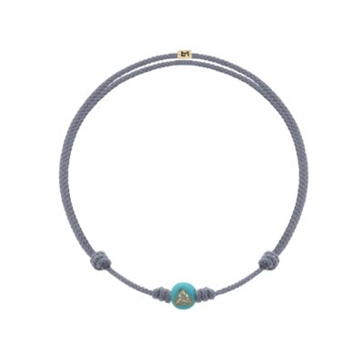 Enameled Medium Gold Ball With White Diamond Trillion Cord Bracelet