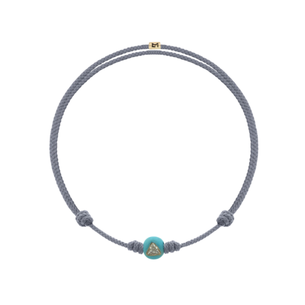 Enameled Medium Gold Ball With White Diamond Trillion Cord Bracelet