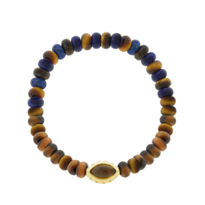 Luis Morais Citrine Eye of the Idol Beaded BraceletCitrine Eye of the Idol Tiger's Eye/Lapis Bead Bracelet, Size 8