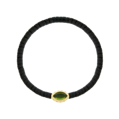 Peridot Eye of the Idol Onyx Bead Bracelet, Size 8