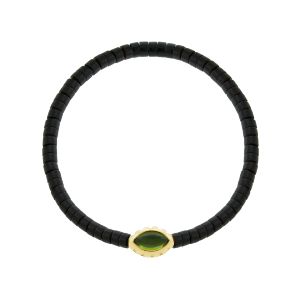 Peridot Eye of the Idol Onyx Bead Bracelet, Size 8