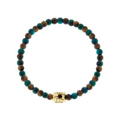 CREATE WORK Spider Ingot on Tiger's Eye Beaded Bracelet, Size 7.5