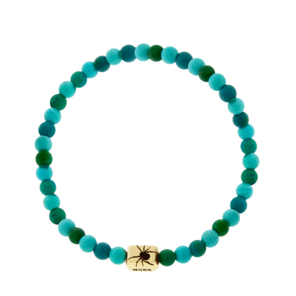 CREATE WORK Spider Ingot on Gemstone Beaded Bracelet, Size 7.5