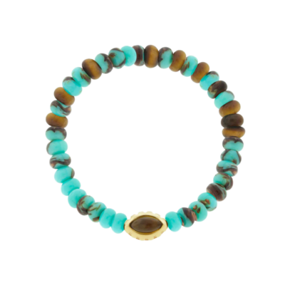Citrine Eye of the Idol Copper Jasper Bead Bracelet, Size 7.5