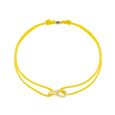 Small Twisted Gold Knot on Yellow Cord Bracelet