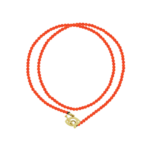 Evil Eye Toggle Orange Double-Wrap Bead Bracelet, Size 8