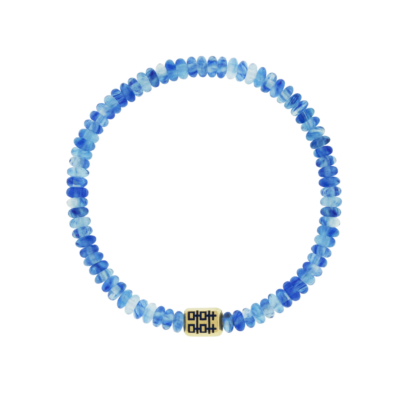 DOUBLE HAPPINESS Ingot on Blue Watermelon Bead Bracelet