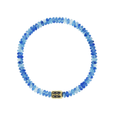 DOUBLE HAPPINESS Ingot on Blue Watermelon Bead Bracelet