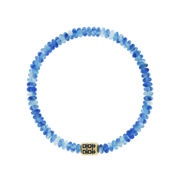 DOUBLE HAPPINESS Ingot on Blue Watermelon Bead Bracelet