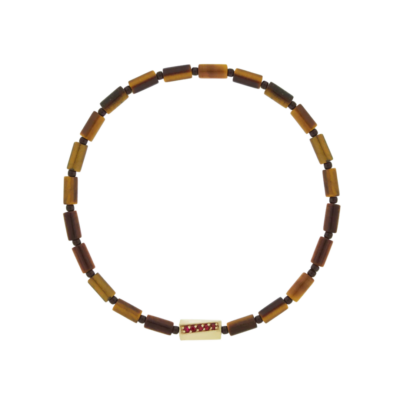 Ruby Twisted Hexagon on Tiger's Eye Bracelet