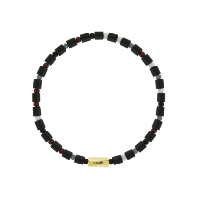 AMOR Twisted Hexagon on Onyx Bead Bracelet