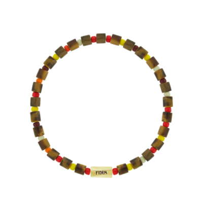 FIDEM Twisted Hexagon on Tiger's Eye Bead Bracelet