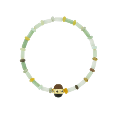 Diamond & Gemstone Cabochon Bead on Amazonite Bead Bracelet