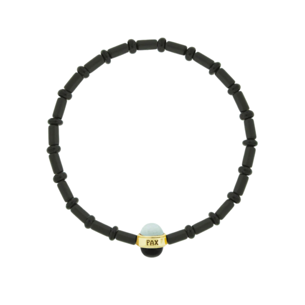 PAX Cabochon Bead on Onyx Bead Bracelet