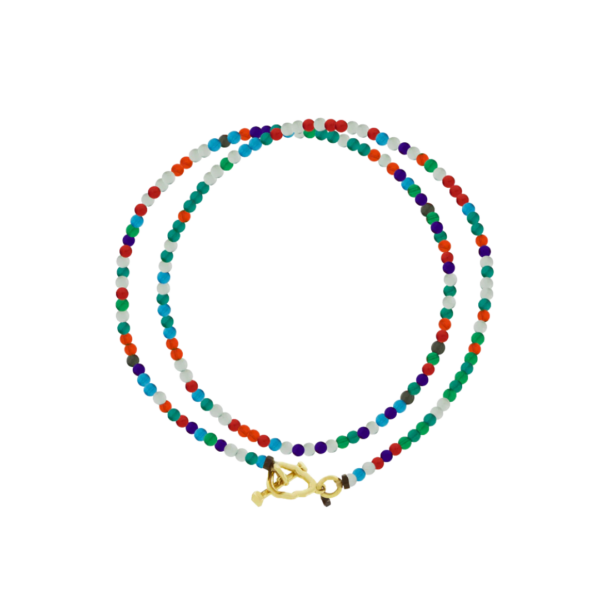 Skull Toggle Multicolor Double-Wrap Bead Bracelet, Size 8