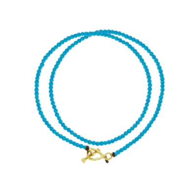 Skull Toggle Blue Double-Wrap Bead Bracelet, Size 8.5