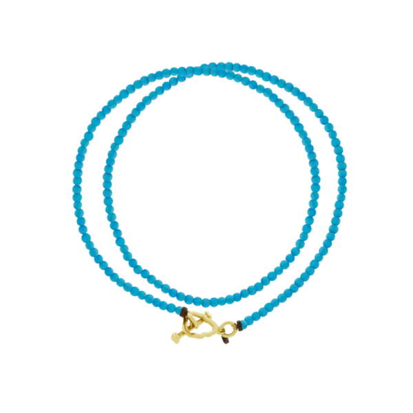Skull Toggle Blue Double-Wrap Bead Bracelet, Size 8.5