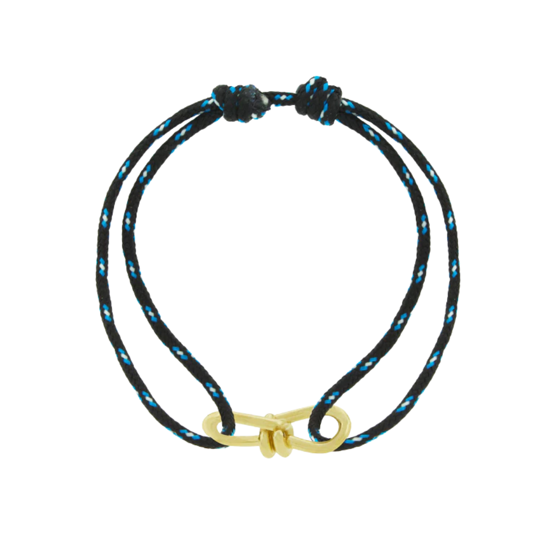 Large Twisted Gold Knot on Cord Bracelet